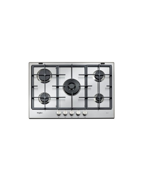 PLACA A GÁS WHIRLPOOL GMAL7522/IXL (5 Q+BOCA TRIPLA+75CM) GRELHAS FERRO FUNDIDO